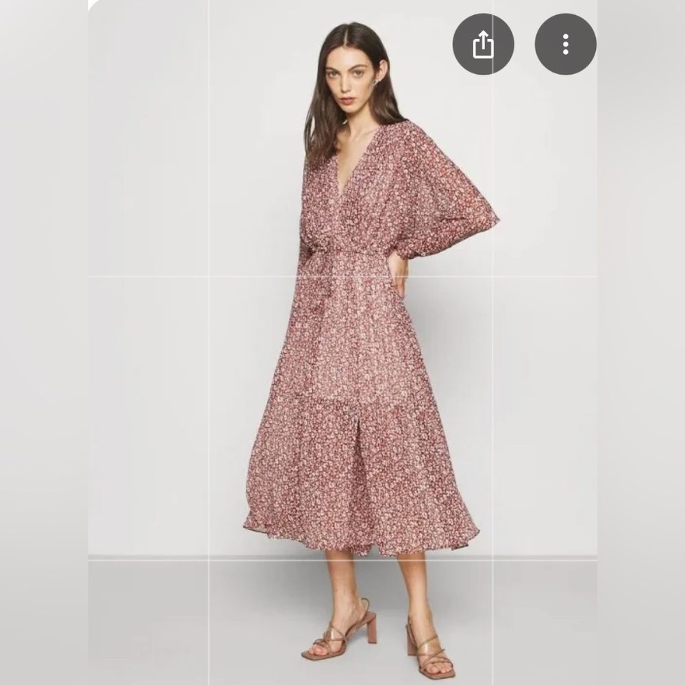 Ted Baker dress Vallyy pink leopard print long sleeve midi size 2 US size 6